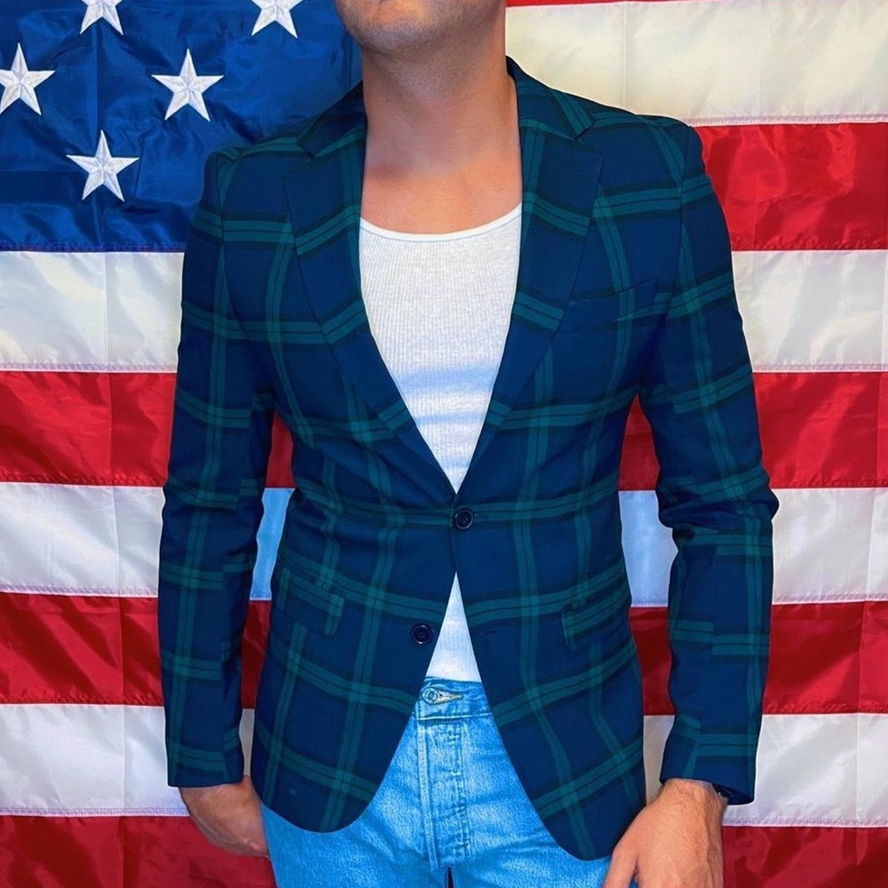 Plaid slim fit blazer size 38